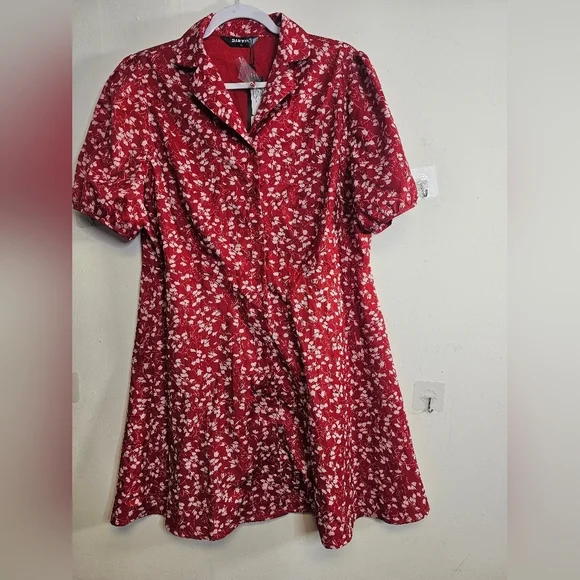 Allegra K Women's Button Up Short Sleeve A-Line Chiffon Vintage Floral Shirt Dre - Picture 6 of 9